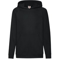 Fruit of the Loom Lightweight Hooded Sweatshirt Hoodie in Black | Size: 9-10 Years