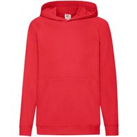 Fruit of the Loom Lightweight Hooded Sweatshirt Hoodie in Red | Size: 9-10 Years