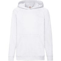 Fruit of the Loom Lightweight Hooded Sweatshirt Hoodie in White | Size: 9-10 Years