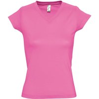 SOL'S Women's Moon V Neck Short Sleeve T-Shirt in Bright Pink | Size: Large