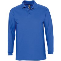 SOL'S Men's Winter II Long Sleeve Pique Cotton Polo Shirt in Blue | Size: Large