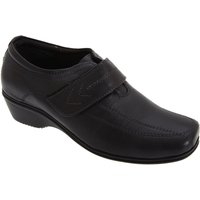 Mod Comfys Women's Touch Fastening Softie Leather Casual Shoes in Black | Size: 4