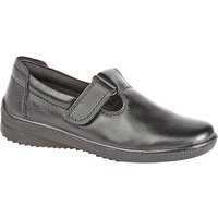 Mod Comfys Women's Softie Leather T-Bar Leisure Shoes in Black | Size: 5