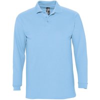 Winter II Long Sleeve Pique Cotton Polo Shirt Blue