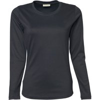 TEE JAYS Women's Interlock Long Sleeve T-Shirt in Dark Grey | Size: 2XL