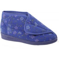 Comfylux Women's Andrea Floral Bootee Slippers in Blue | Size: 9