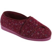 Comfylux Women's Helen Floral Superwide Slippers in Wine | Size: 8