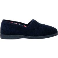 Sleepers Women's Fan Stitch Wide Fitting Slippers in Navy | Size: 8