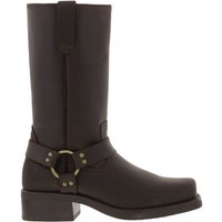 High Harley Western Harness Leather Boots Dark