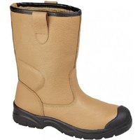 Grafters Men's Scuff Toe Cap Safety Leather Rigger Boots in Tan | Size: 12