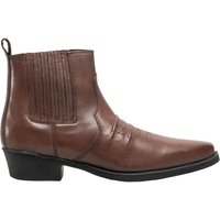 Distressed Leather Gusset Western Ankle Boots Dark