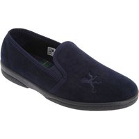 Sleepers Men's Frazer Lion Motif Twin Gusset Slippers in Navy | Size: 8