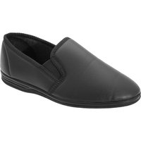 Zedzzz Men's Ivor Grain Upper Twin Gusset Slippers in Black | Size: 11