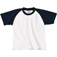 B&C Boy's Short Sleeve Baseball T-Shirt in Off-White | Size: 3-4 Years