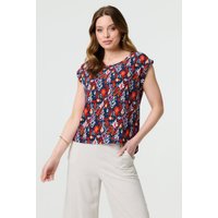 Printed Relaxed Cap Sleeve Shell Top