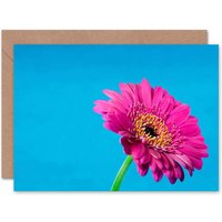 Gerbera Daisy Flower Pink Petals Floral Thank You Card
