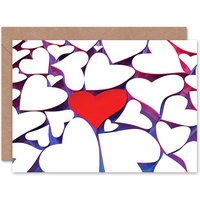 Artery8 Love Heart Illustration Pattern Anniversary Valentines Card