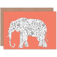 Debenhams Enjoy 15% Discount on Wee Blue Coo Elephant Folk Art Pattern Card