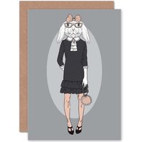 Fashion Animal Bunny Hipster Birthday Card
