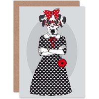Wee Blue Coo Fashion Dalmatian Dog Greetings Card Birthday Kids