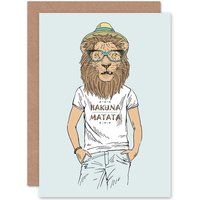 Artery8 Fashion Animal Dressed Lion Kids Birthday Child Kids Card