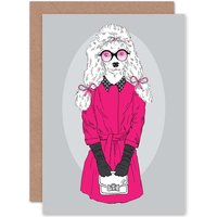 Fashion Animal Poodle Dress Birthday Card