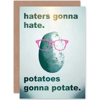 Artery8 Haters Gonna Hate Potato Greetings Card in Grey