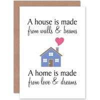 Artery8 New House Walls Beams Love Dreams Greetings Card in White