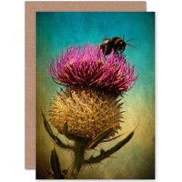 Artery8 Scottish Thistle & Bumblebee Greetings Card
