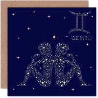 Astrology Gemini Star Sign Zodiac Birthday Greeting Card