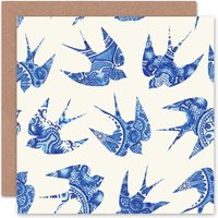 China Pattern Design Swallows Birds Greeting Card