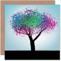 Artery8 Colourful Spray Paint Splatter Tree Modern Greeting Card