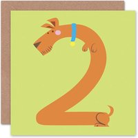 2nd Number Age 2 Dog Birthday Card
