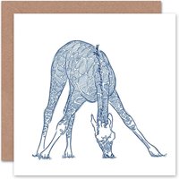 Giraffe Pen Sketch Drawing Animal Greeting Art Card