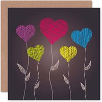 Artery8 Love Heart Balloons Romance Anniversary Valentines Card