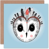 Feathered Headdress Owl Art Blank Just to Say Card