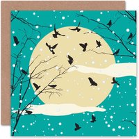 Debenhams Enjoy 15% Discount on Winter Tree Crows Full Moon Greeting Card