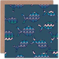Zig Zag Fish Pattern Art Blank Just to Say Card