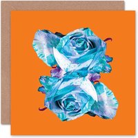 Elegant Floral Symmetry Rose Flower Modern Art Card