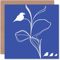 Stencil Birds Plant Art Blank Just to Say Card