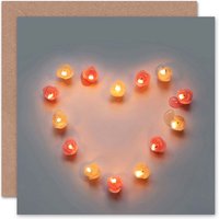 Candle Love Heart Light Anniversary Valentines Card