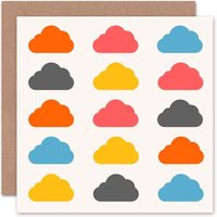 Colourful Clouds Weather Symbol Rain Art Card