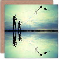 Kite Fly Day Silhouette Fathers Day Dad Card