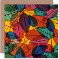Fallen Autumn Tree Colourful Pattern Nature Art Card