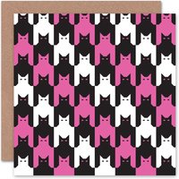 Pink Pattern Tooth Cat Art Blank Just to Say Card