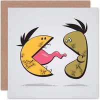 Artery8 Strange Characters Cartoon Face Kids Birthday Child Kids Card