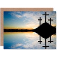 Cross Hill Sunset Photo Art Blank Just to Say Card