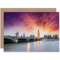 Artery8 Big Ben Dusk River Scene Art Blank Just to Say Card