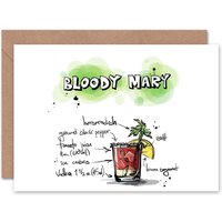 Artery8 Bloody Mary Cocktail Drink Recipe Drawing Birthday Card