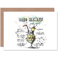 Hawaii Cocktail Drink Recipe Drawing Birthday Card